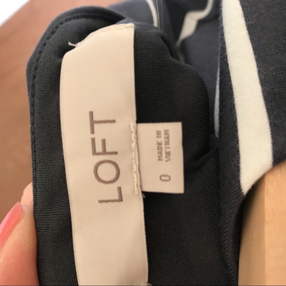 Loft Grey & White Striped Fit And Flare Dress - Picture 7 of 8
